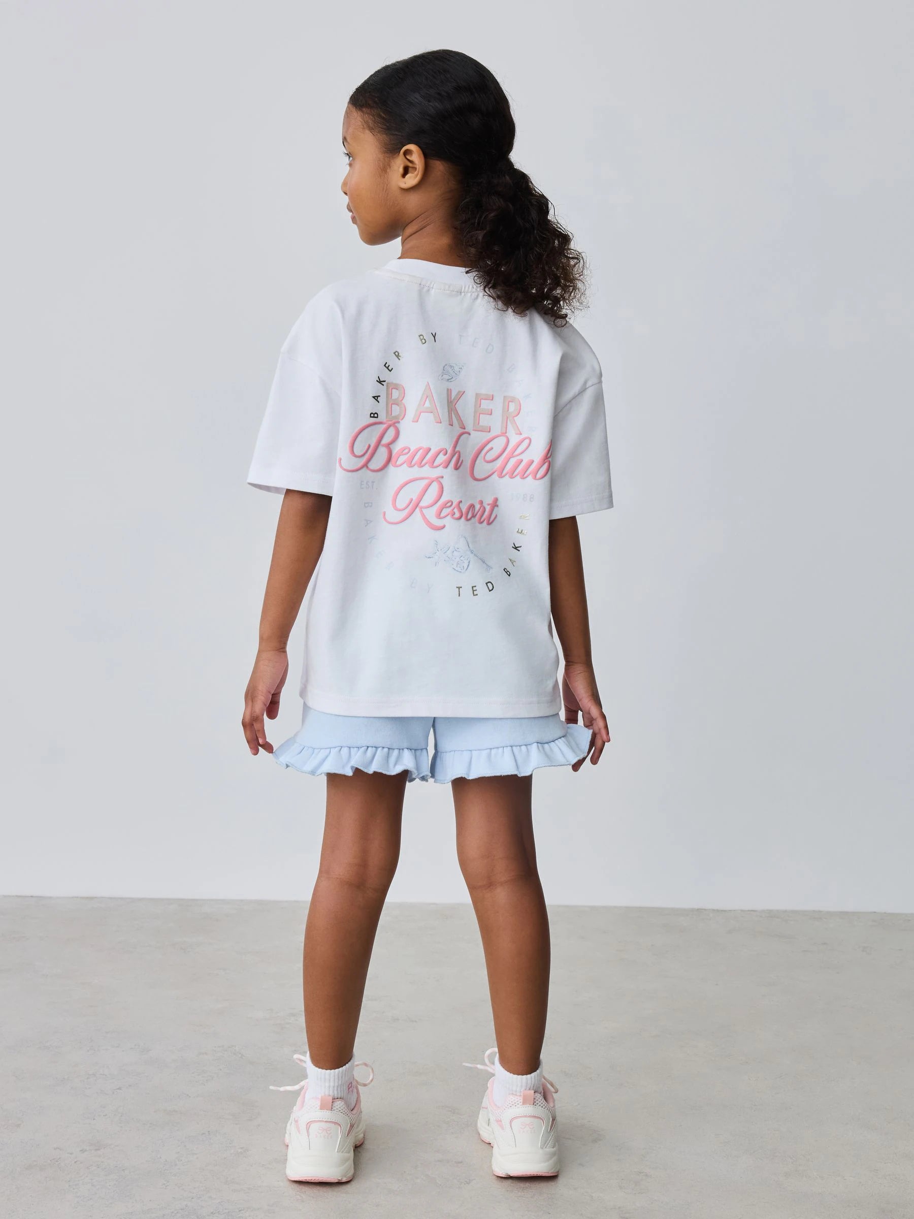 Baker by Ted Baker 2 Piece Oversized Back Graphic T-Shirt & Frill Short Set
