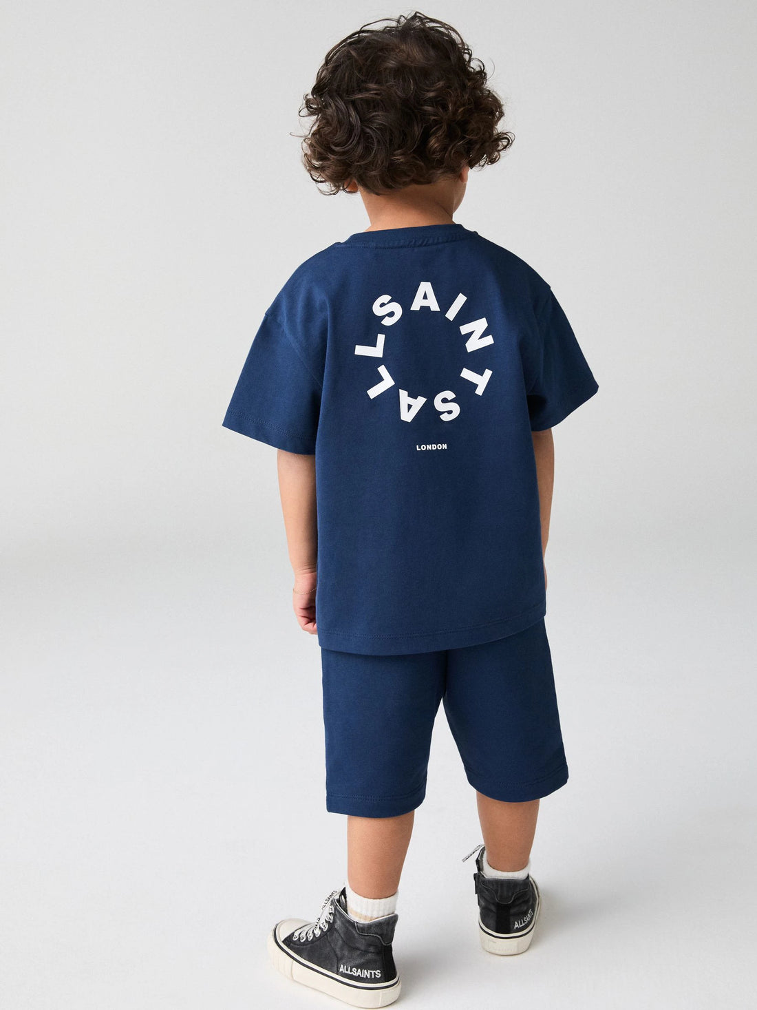 smALLSAINTS Navy Younger Boys Tierra 100% Cotton T-Shirt and Sweat Shorts Set