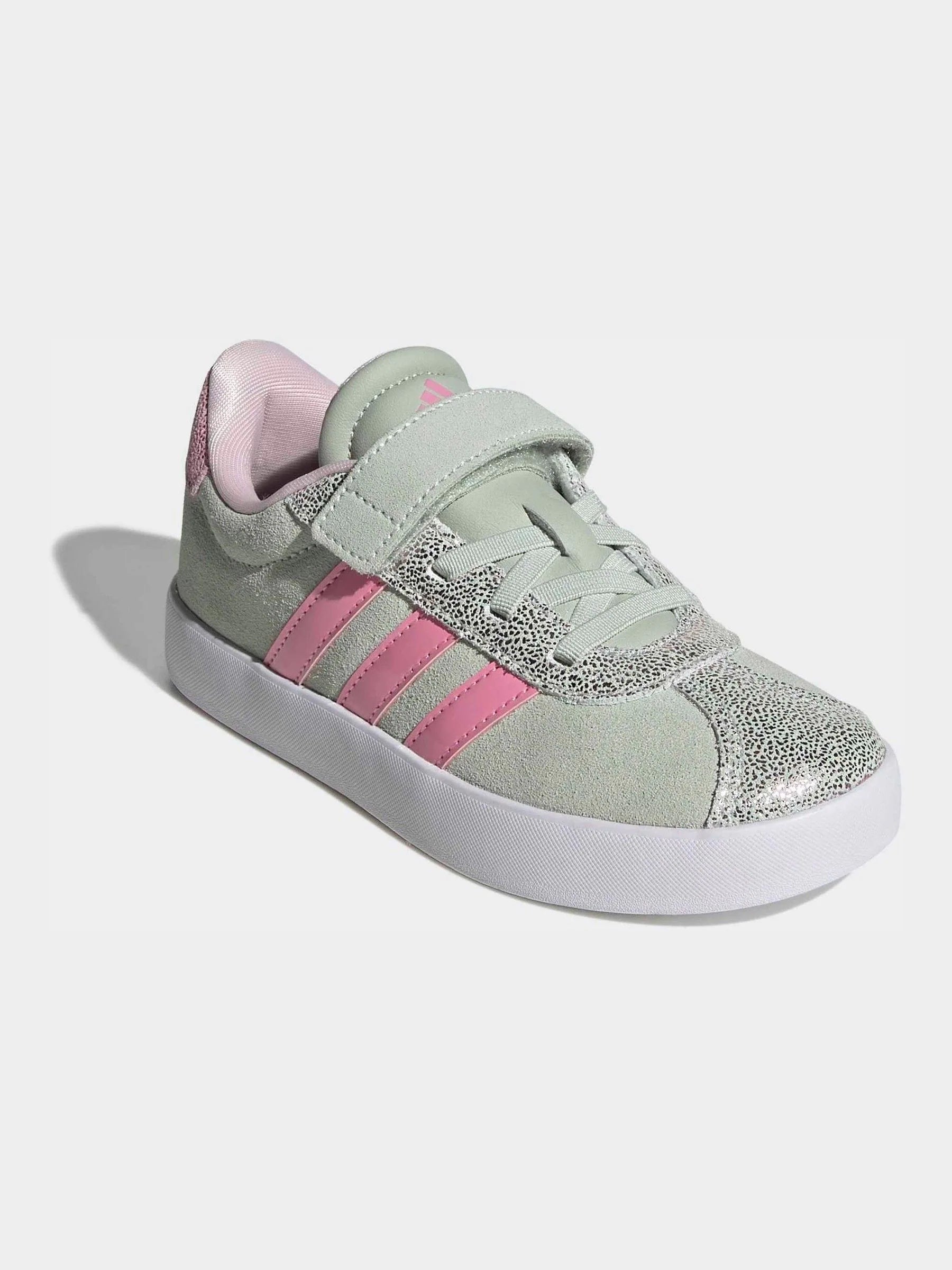 adidas Green VL Court 3.0 Elastic Lace Kids Trainers