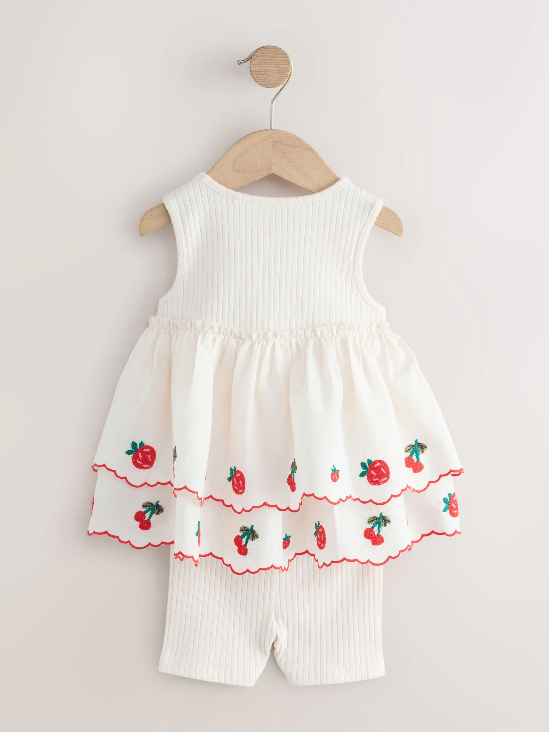 Ecru Berry Embroidery Broderie Peplum Vest and Cycle Shorts Set (3mths-8yrs)