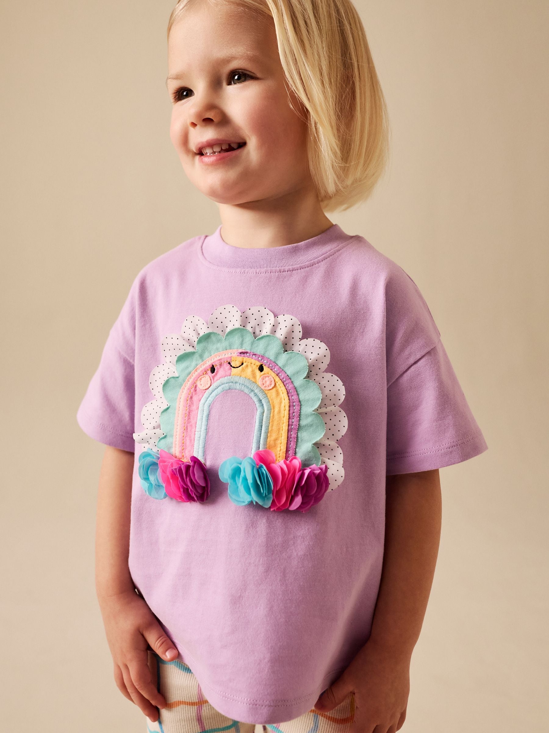 Lilac Purple Rainbow Short Sleeve Top and Leggings Set (3mths-7yrs)