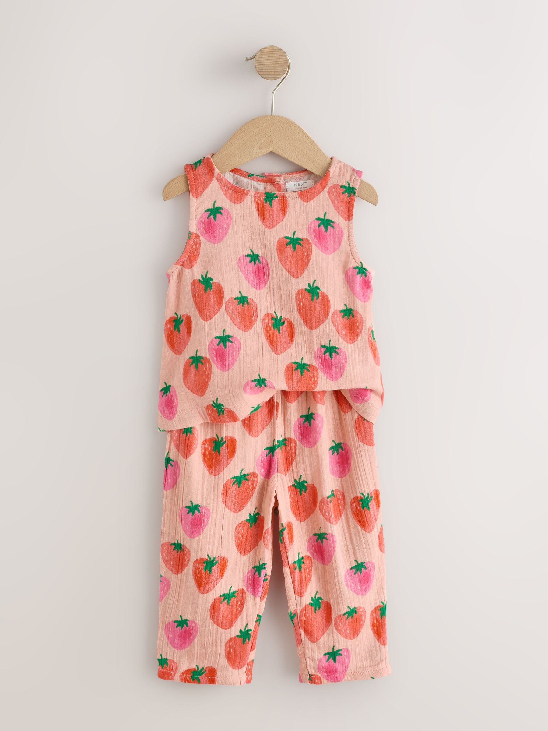 Pink Strawberry Print Top & Trousers Set (3mths-7yrs)