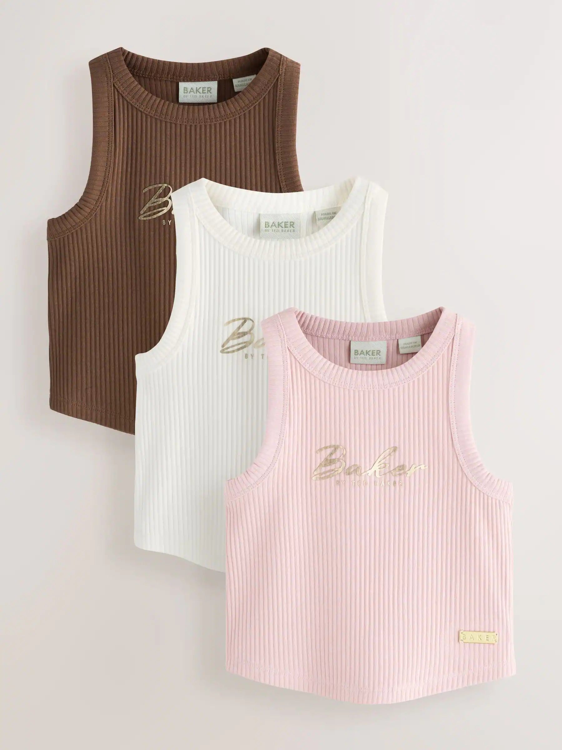 Baker by Ted Baker 3 Pack Ribbed Racer Back Vests