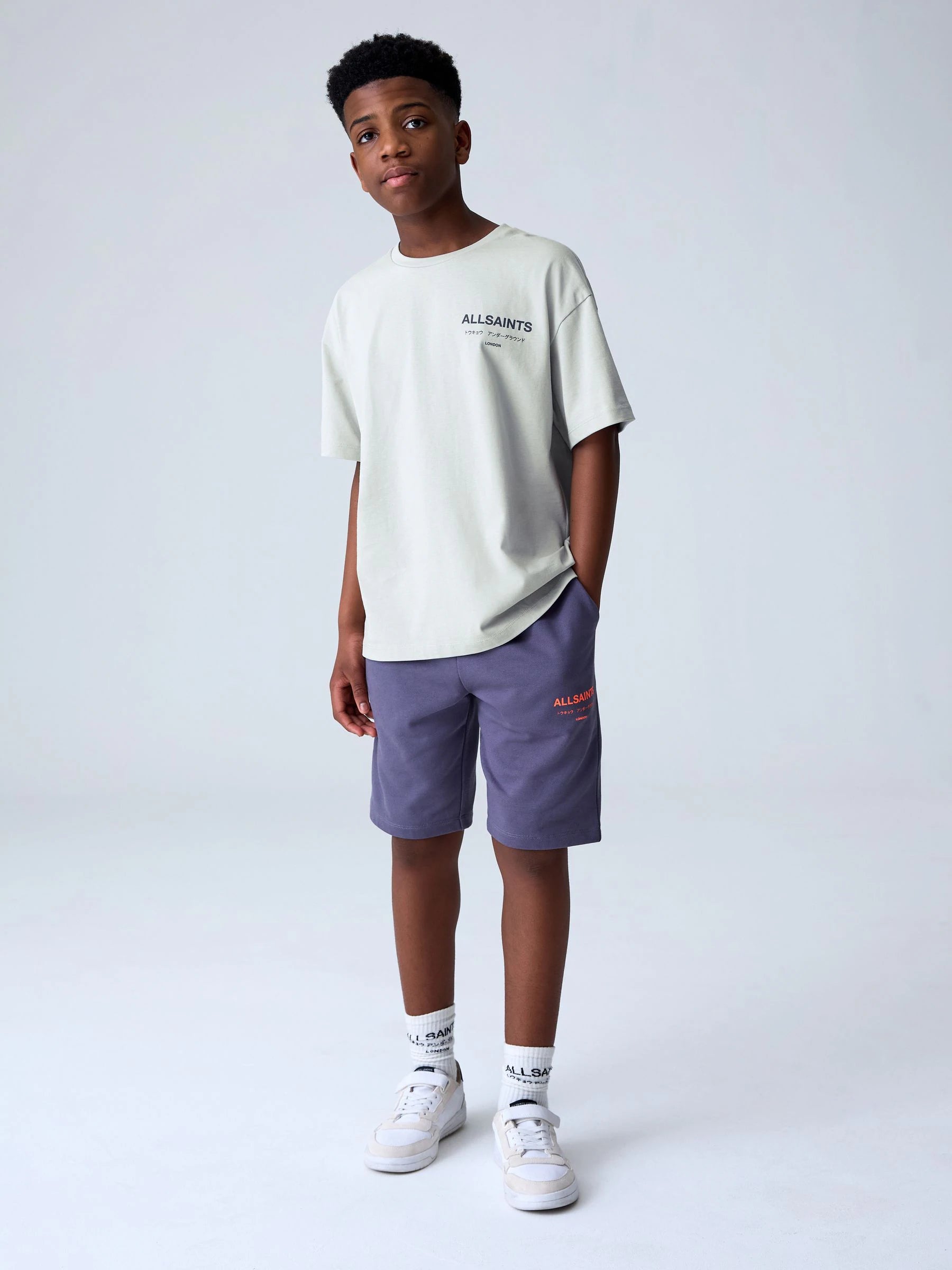 smALLSAINTS Light Grey Oversized Underground Crew Neck Cotton T-Shirt