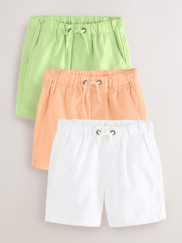 Orange/Green/White Pull On Shorts 3 Pack (3mths-7yrs)
