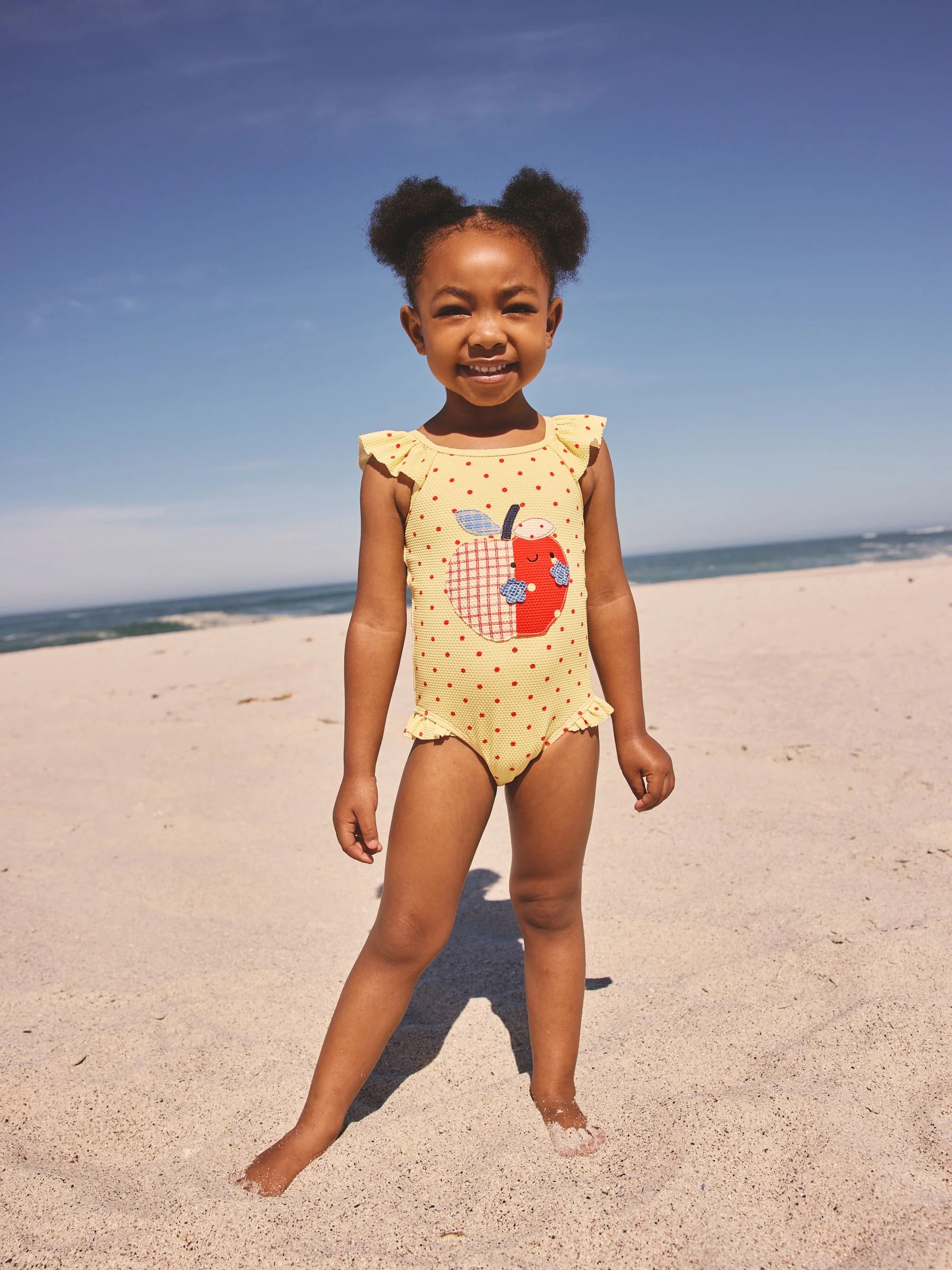 Yellow Apple Polka Dot Frill Swimsuit (3mths-7yrs)