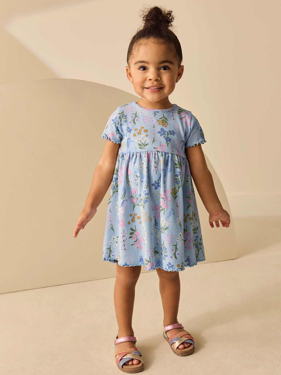 Blue Unicorn Short Sleeve Ribbed Dress (3mths-7yrs)