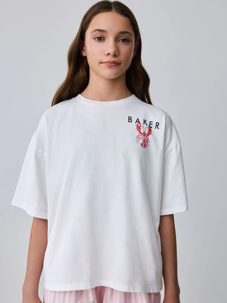 Baker by Ted Baker 2 Piece Oversized Lobster Graphic Tee & Stripe Short Set