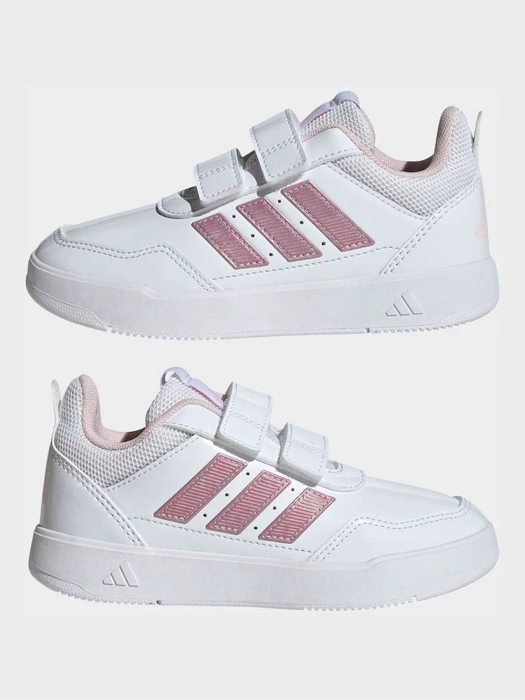 adidas White Pink Hook and Loop Tensaur Sport 3.0 Junior Trainers