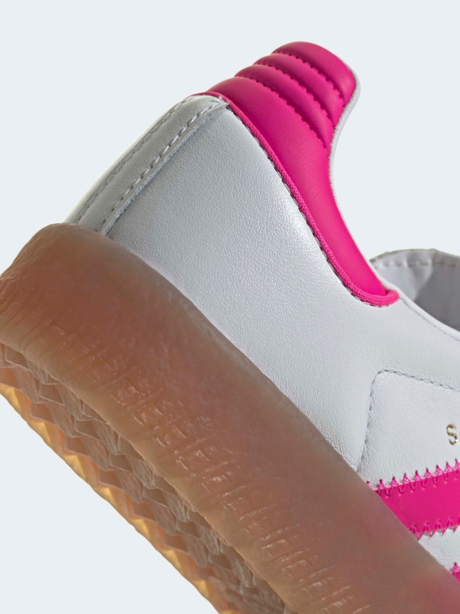 adidas Originals White/Pink Sambae Junior Trainers