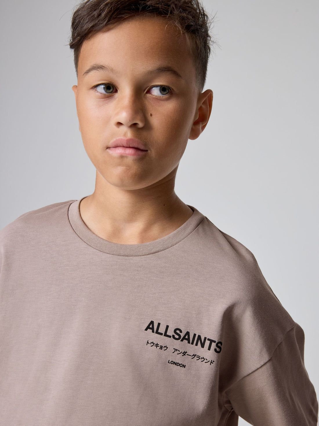 smALLSAINTS Light Brown Oversized Underground Crew Neck Cotton T-Shirt