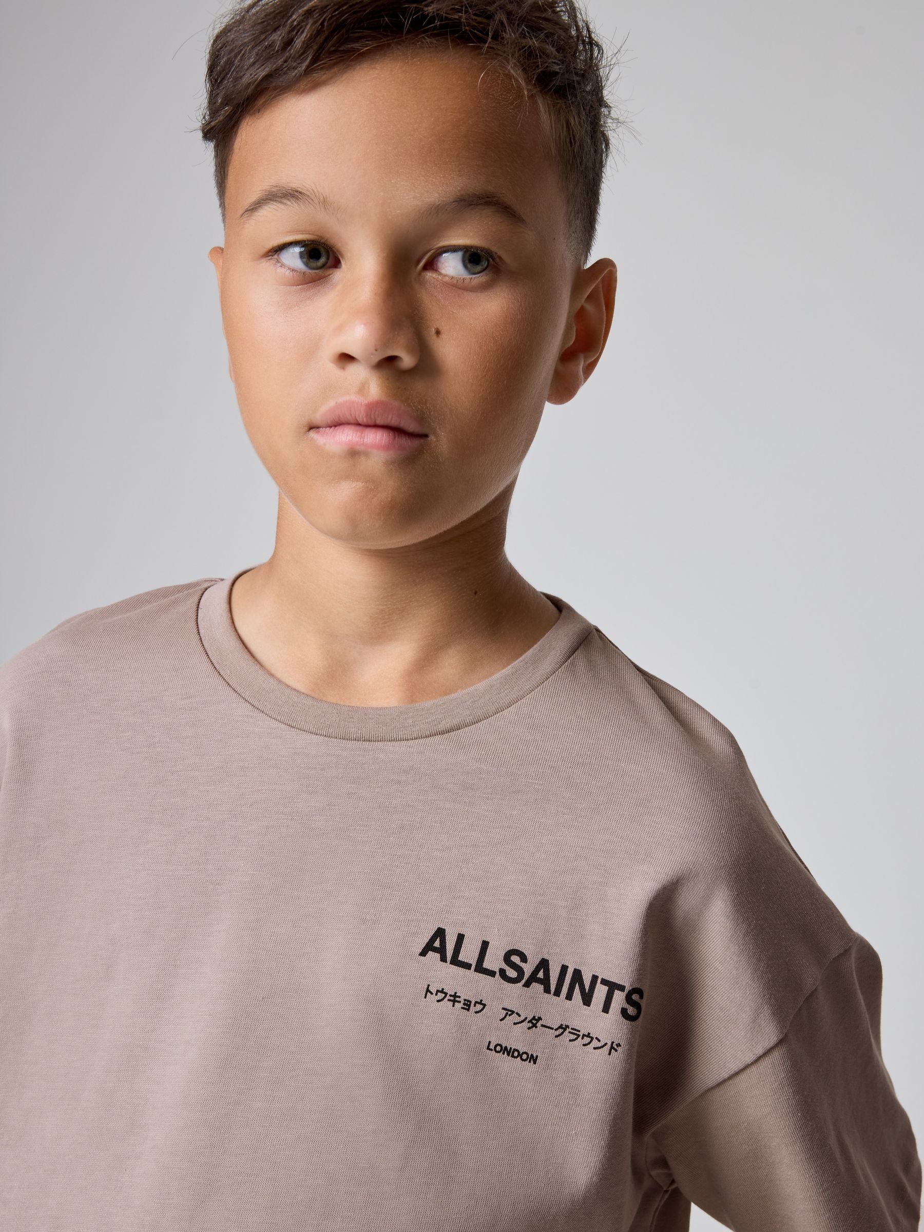 smALLSAINTS Light Brown Oversized Underground Crew Neck Cotton T-Shirt