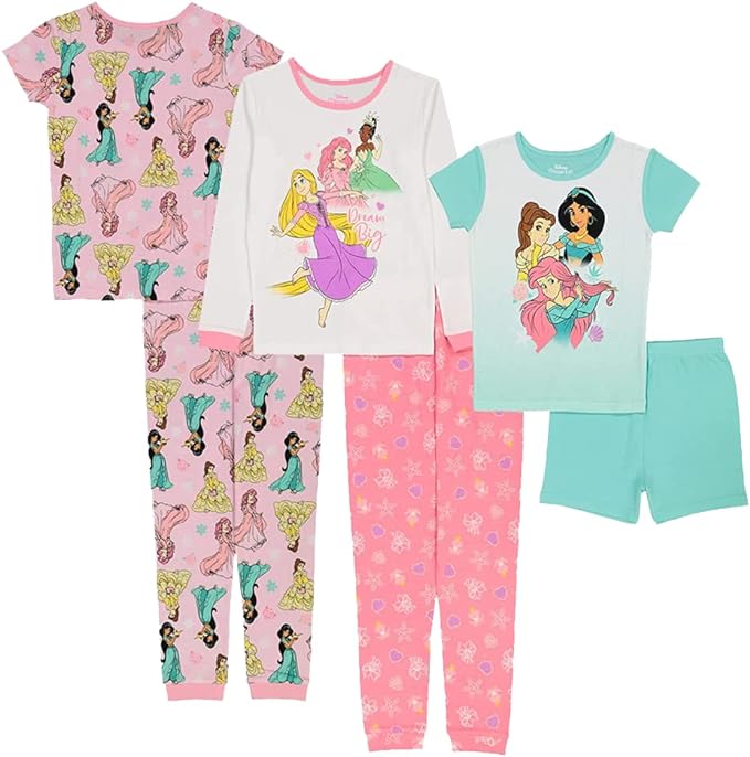 Disney Unisex Kids' 6-piece Snug-fit Cotton Matching Comfortable Pajama Set, Soft & Cute for Kids