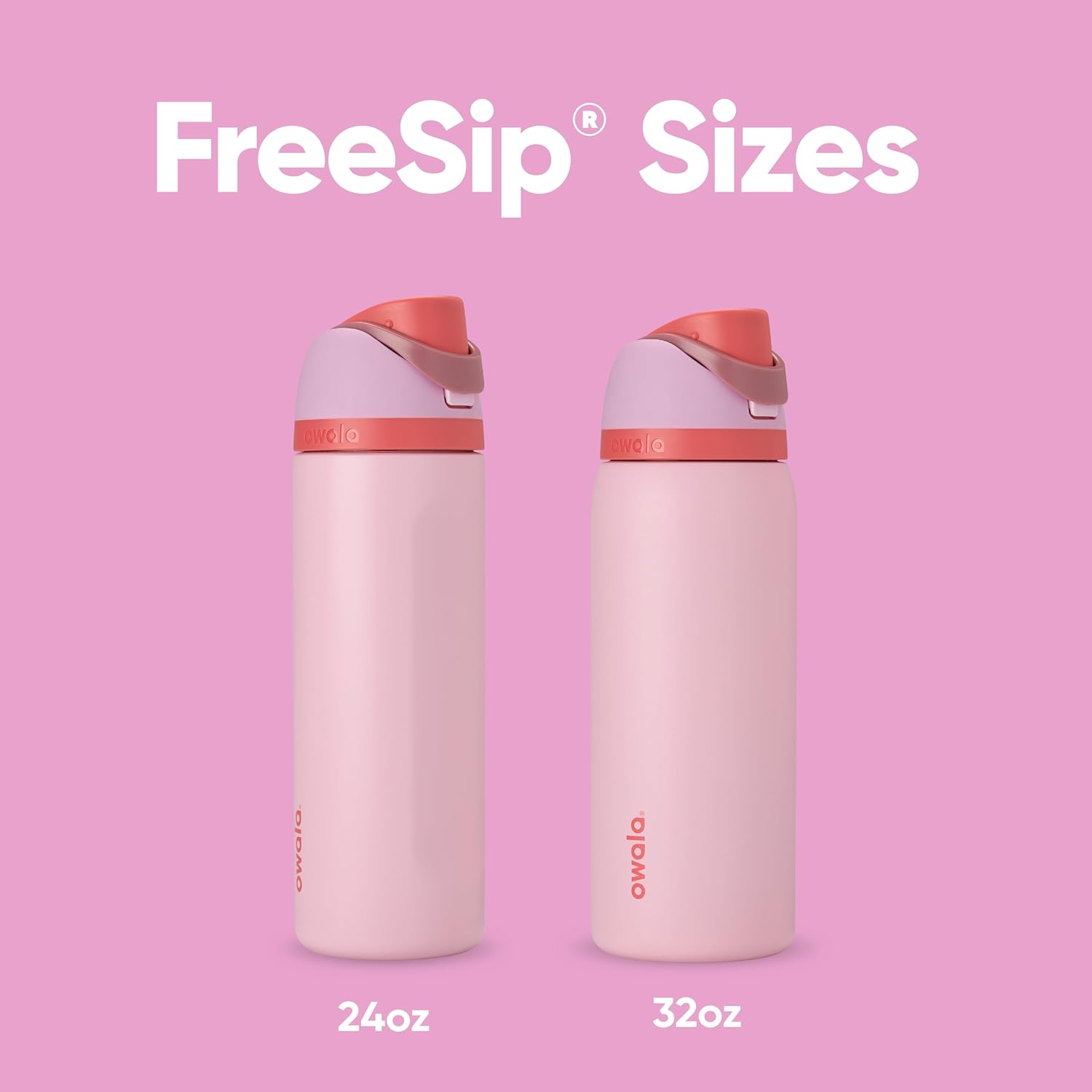 Owala FreeSip Insulated Stainless Steel Water Bottle Pink, Angel Food Cake