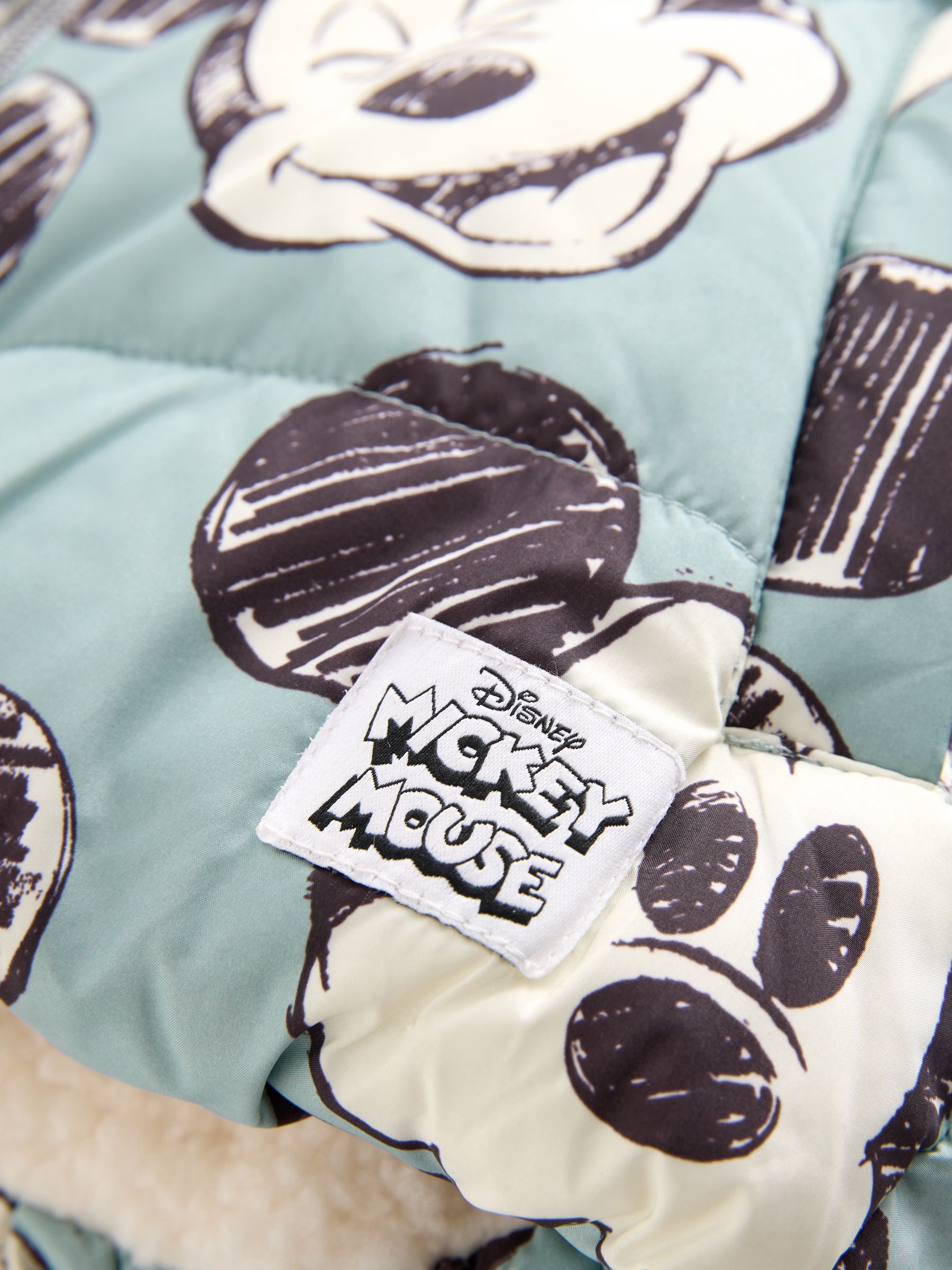 Light Blue Mickey Borg Lined Padded Coat (3mths-7yrs)