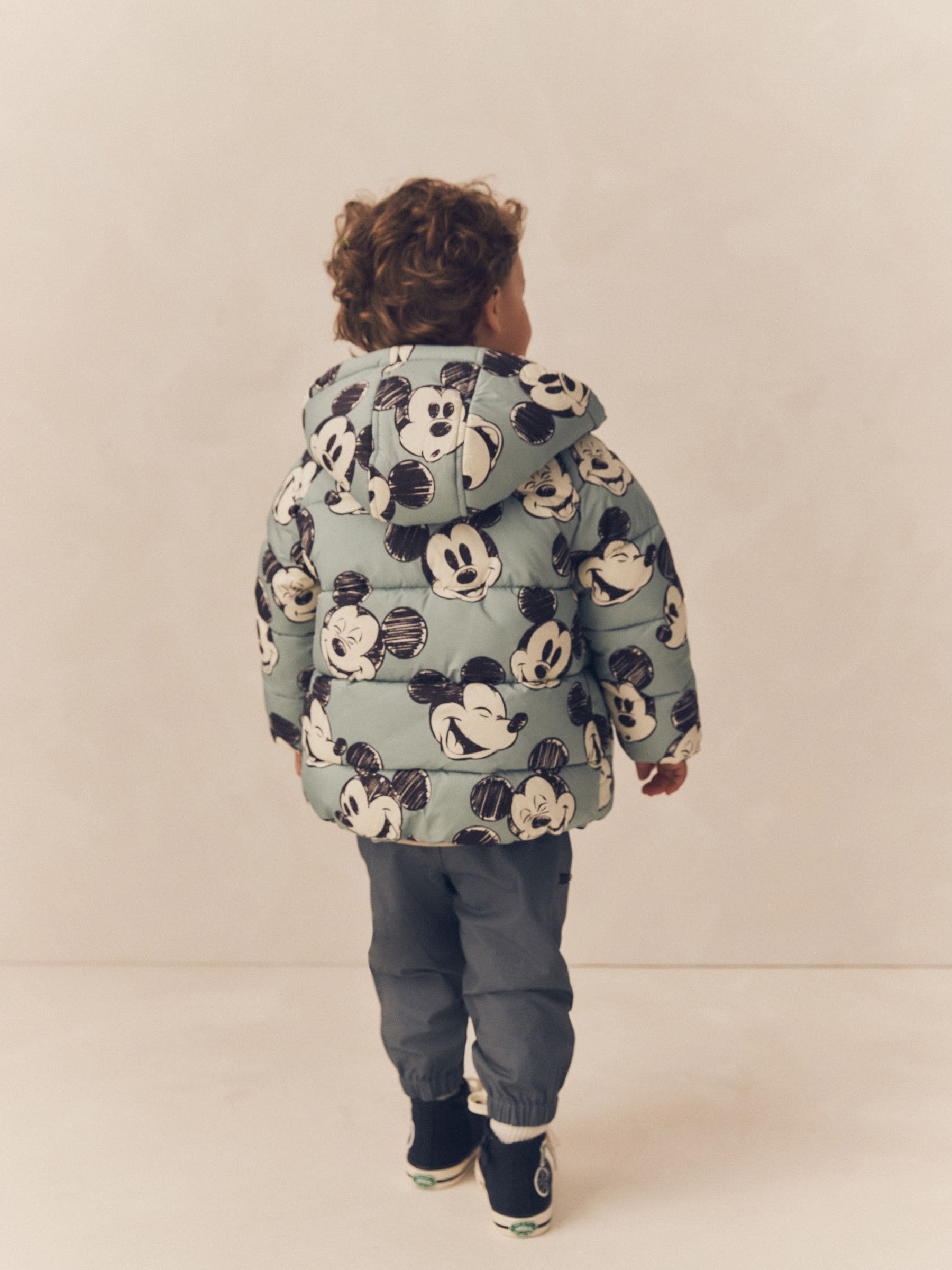 Light Blue Mickey Borg Lined Padded Coat (3mths-7yrs)