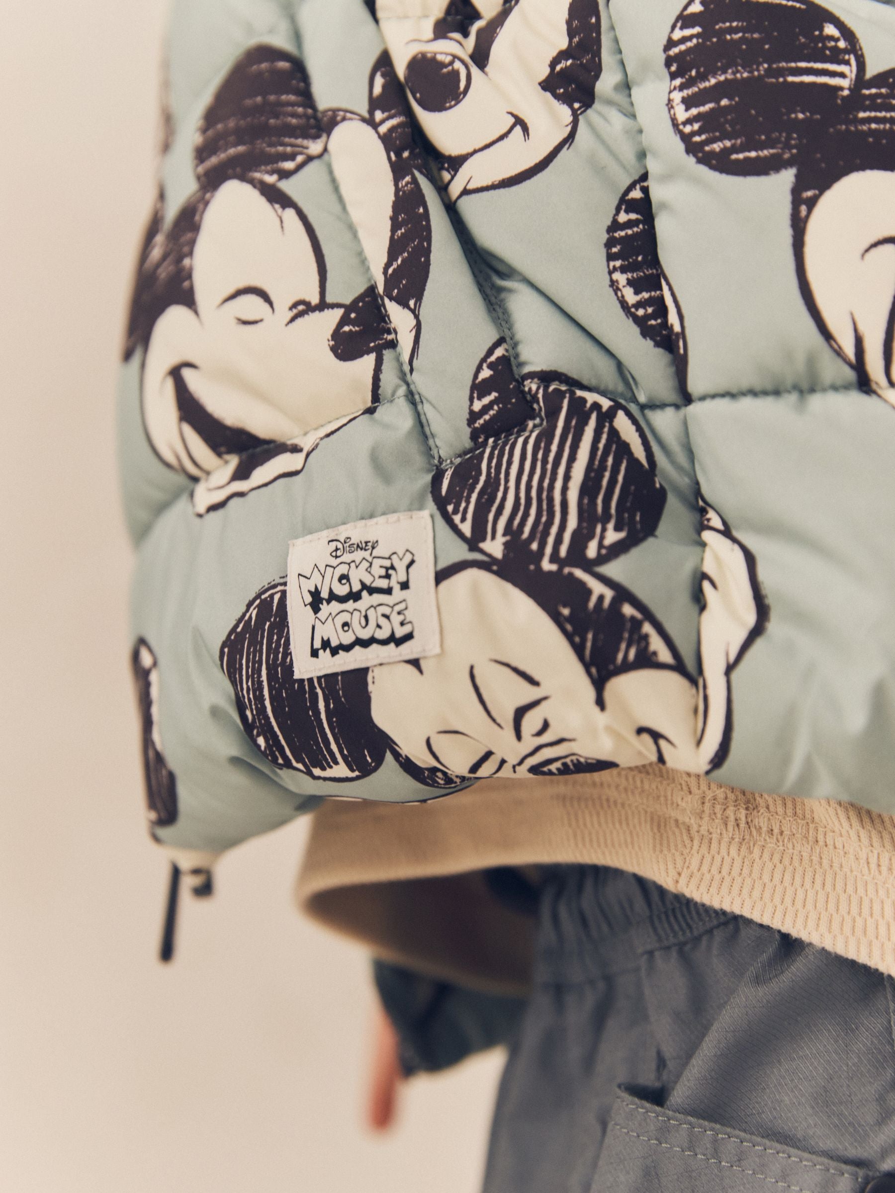 Light Blue Mickey Borg Lined Padded Coat (3mths-7yrs)