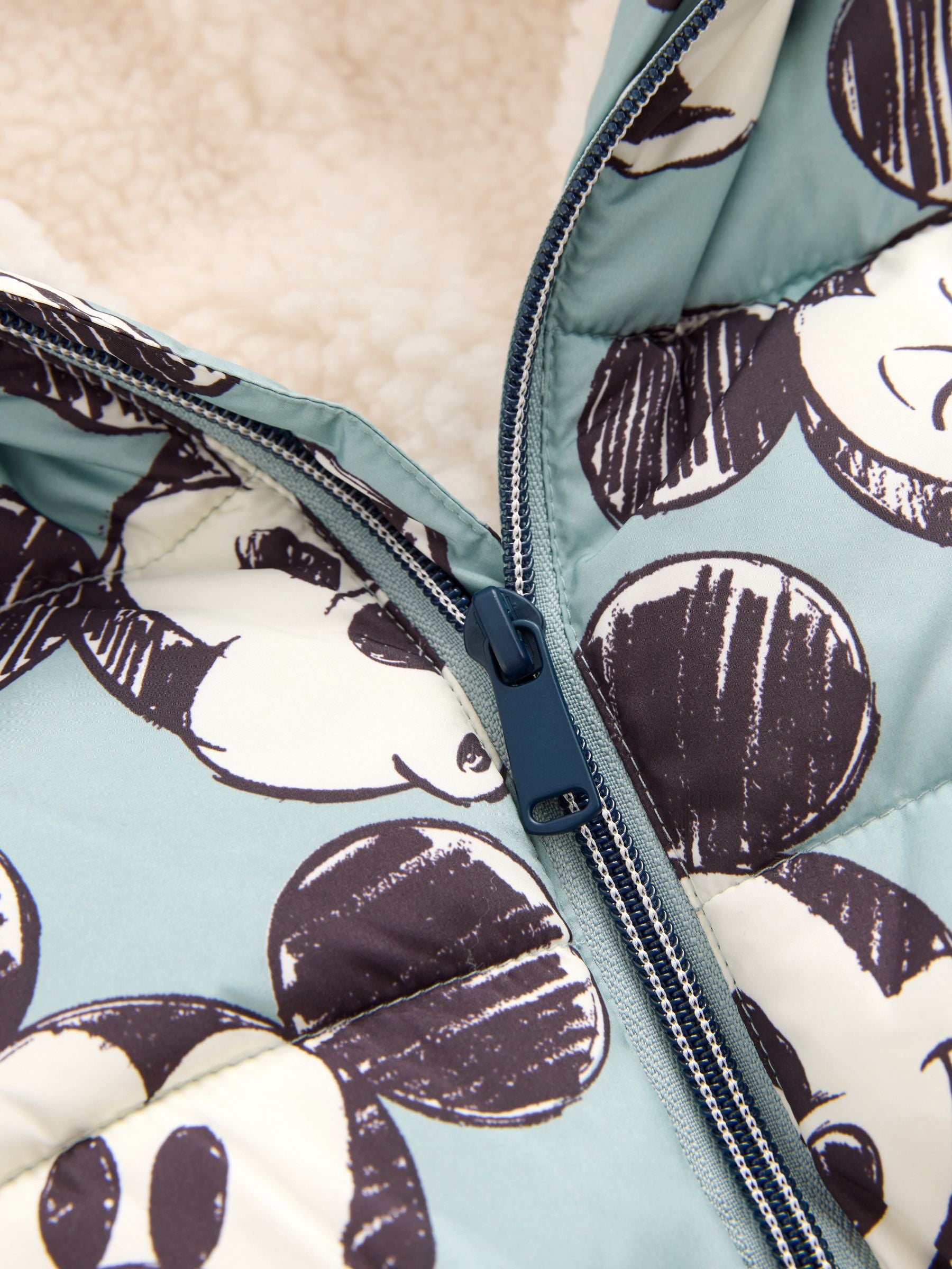 Light Blue Mickey Borg Lined Padded Coat (3mths-7yrs)