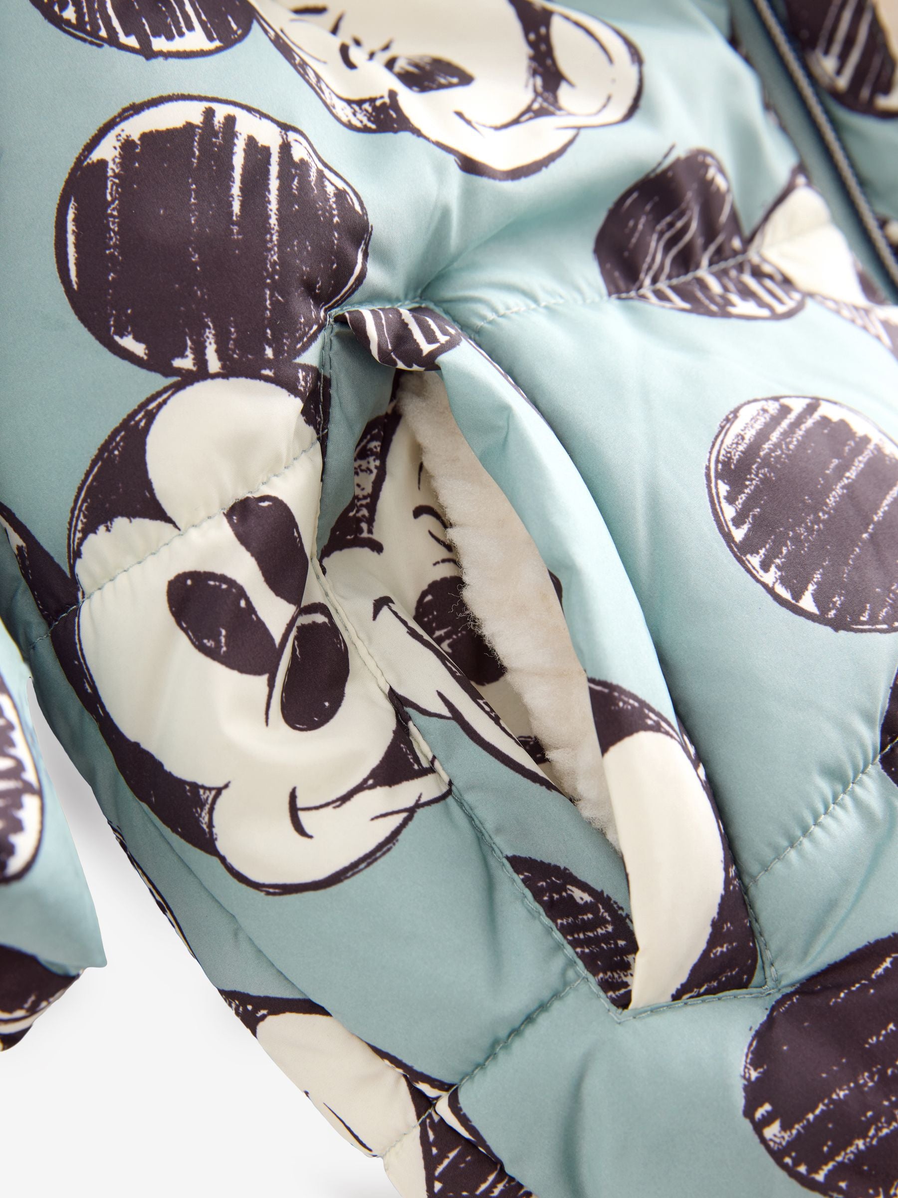 Light Blue Mickey Borg Lined Padded Coat (3mths-7yrs)