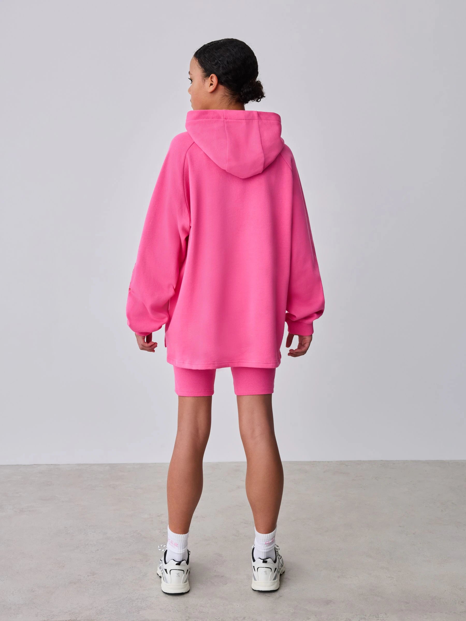 Baker by Ted Baker 2 Piece Oversized Script Pink Hoodie & Cycle Shorts Set