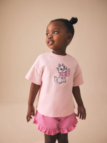 Pink Disney Marie Shorts Set (3mths-7yrs)