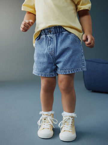 Mid Blue Pull On Denim Shorts (3mths-10yrs)