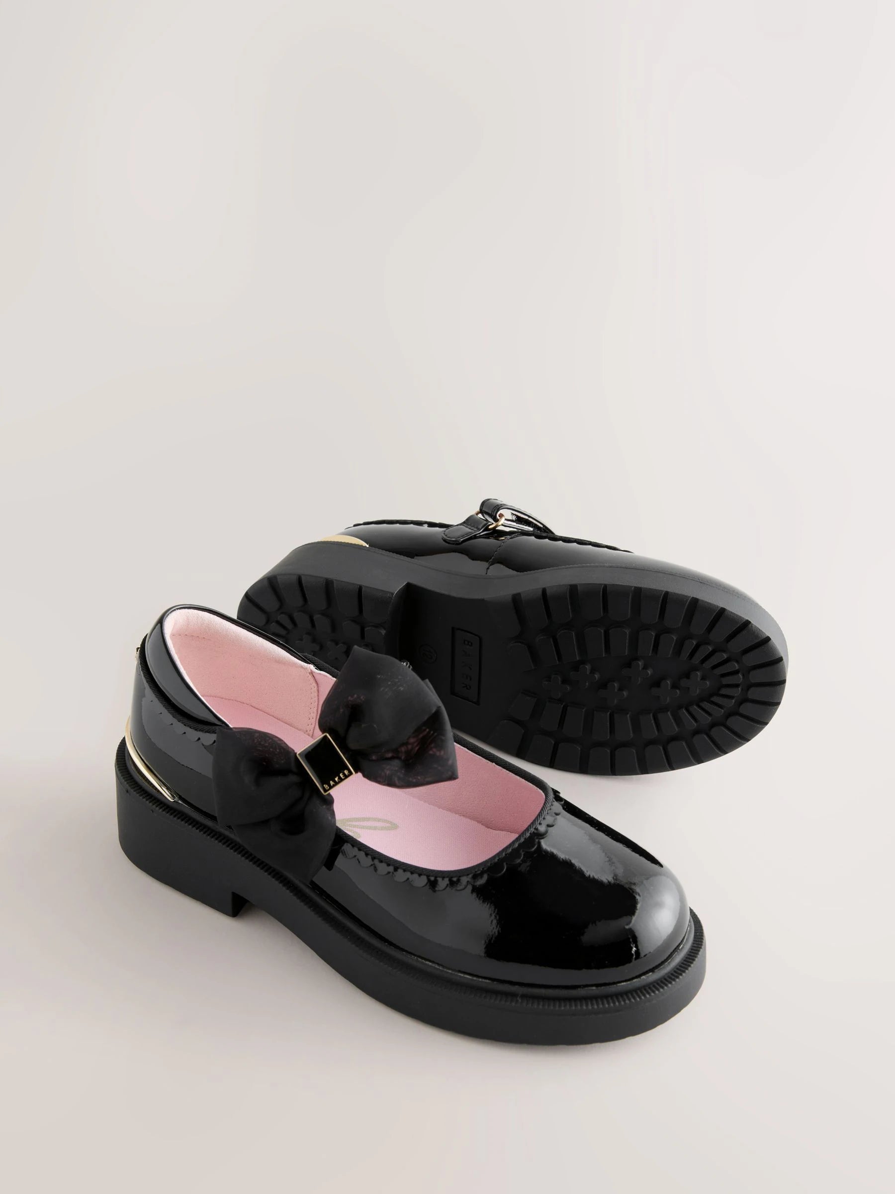 Baker by Ted Baker Back to School Organza Side Bow Mary Jane Black Shoes