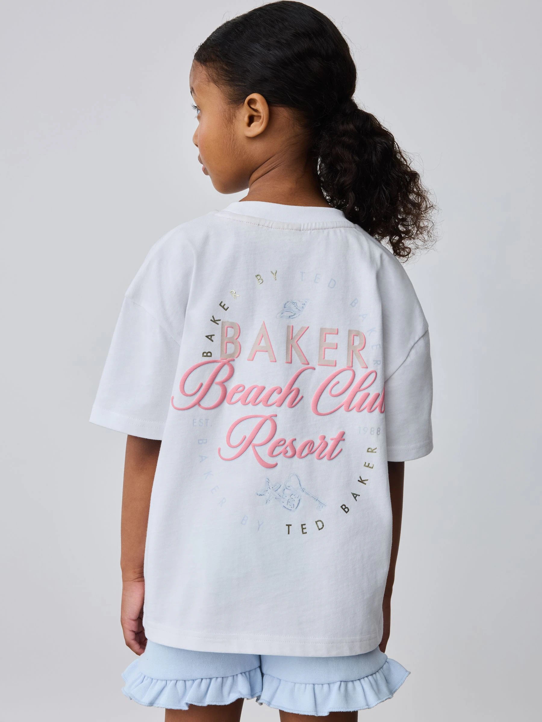 Baker by Ted Baker 2 Piece Oversized Back Graphic T-Shirt & Frill Short Set