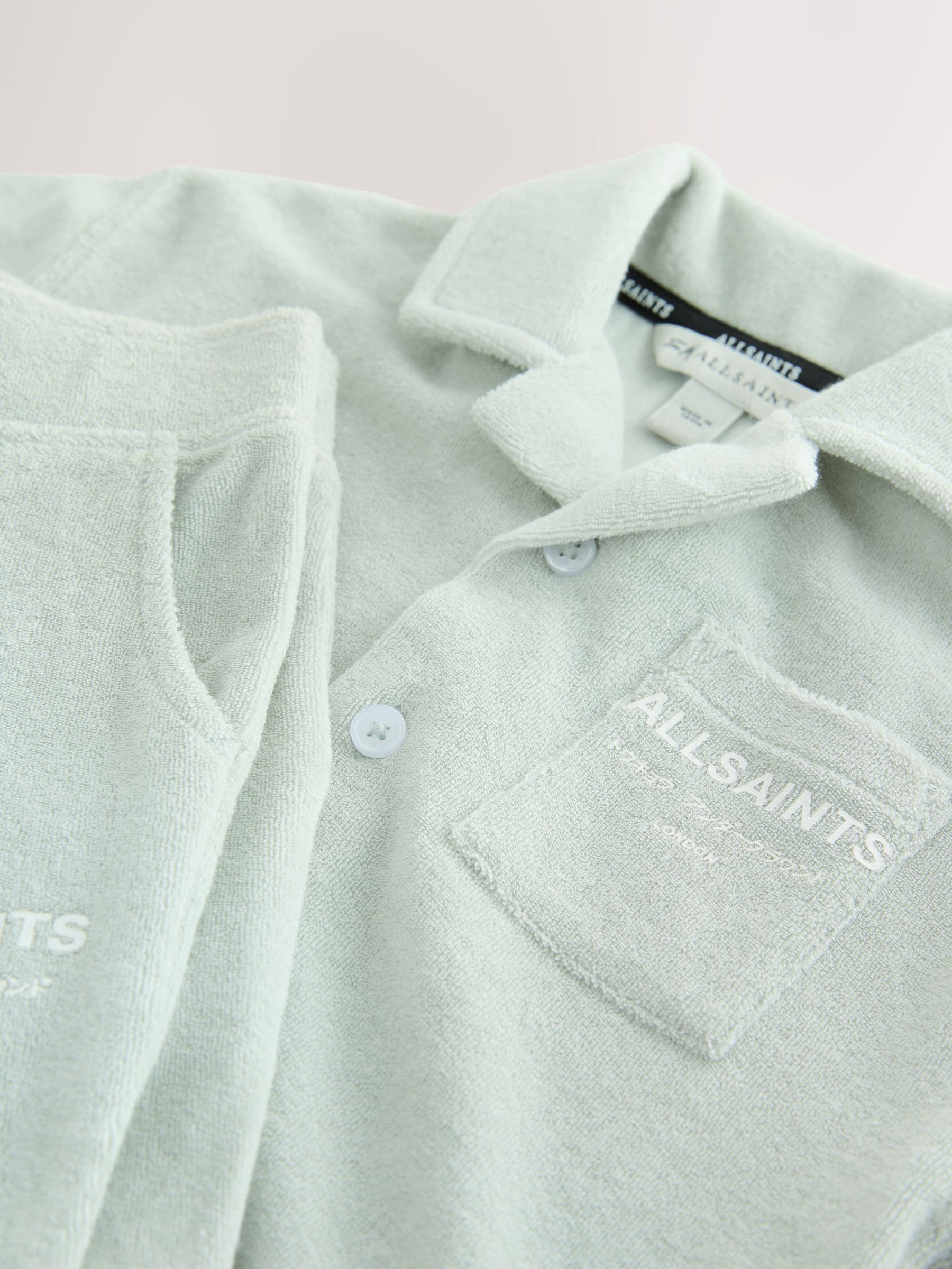 smALLSAINTS Light Green Underground Towelling Shirt and Shorts Set