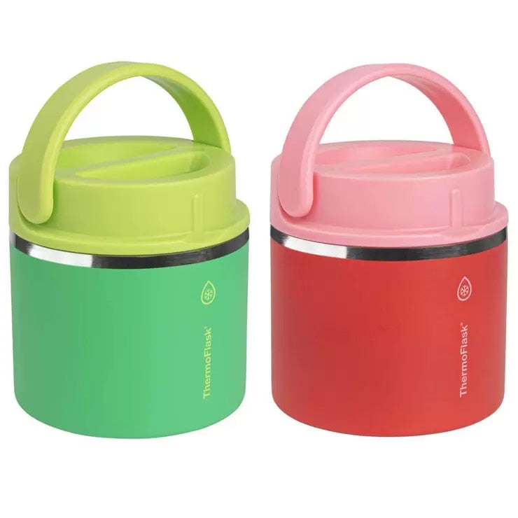 ThermoFlask 590ml Insulated Food Jar 2 Pack Green And Red