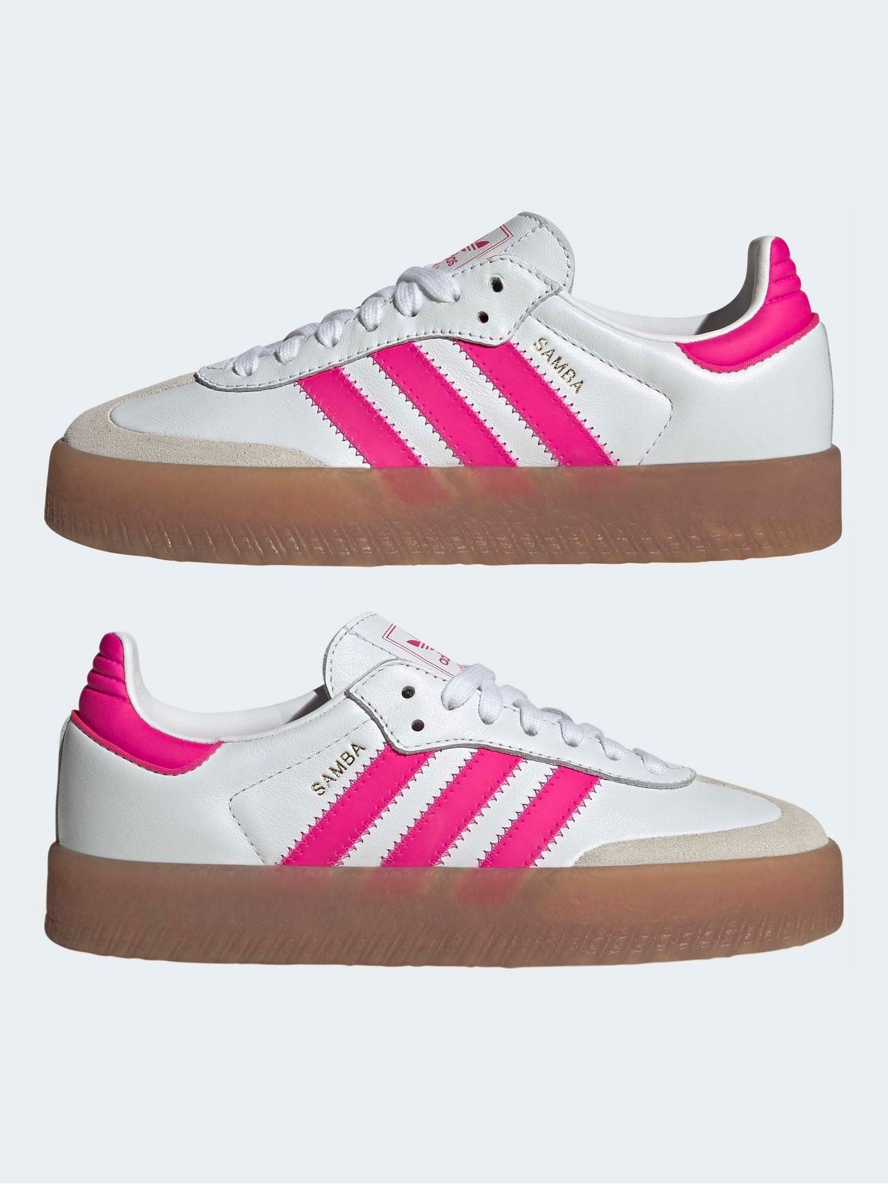 adidas Originals White/Pink Sambae Junior Trainers