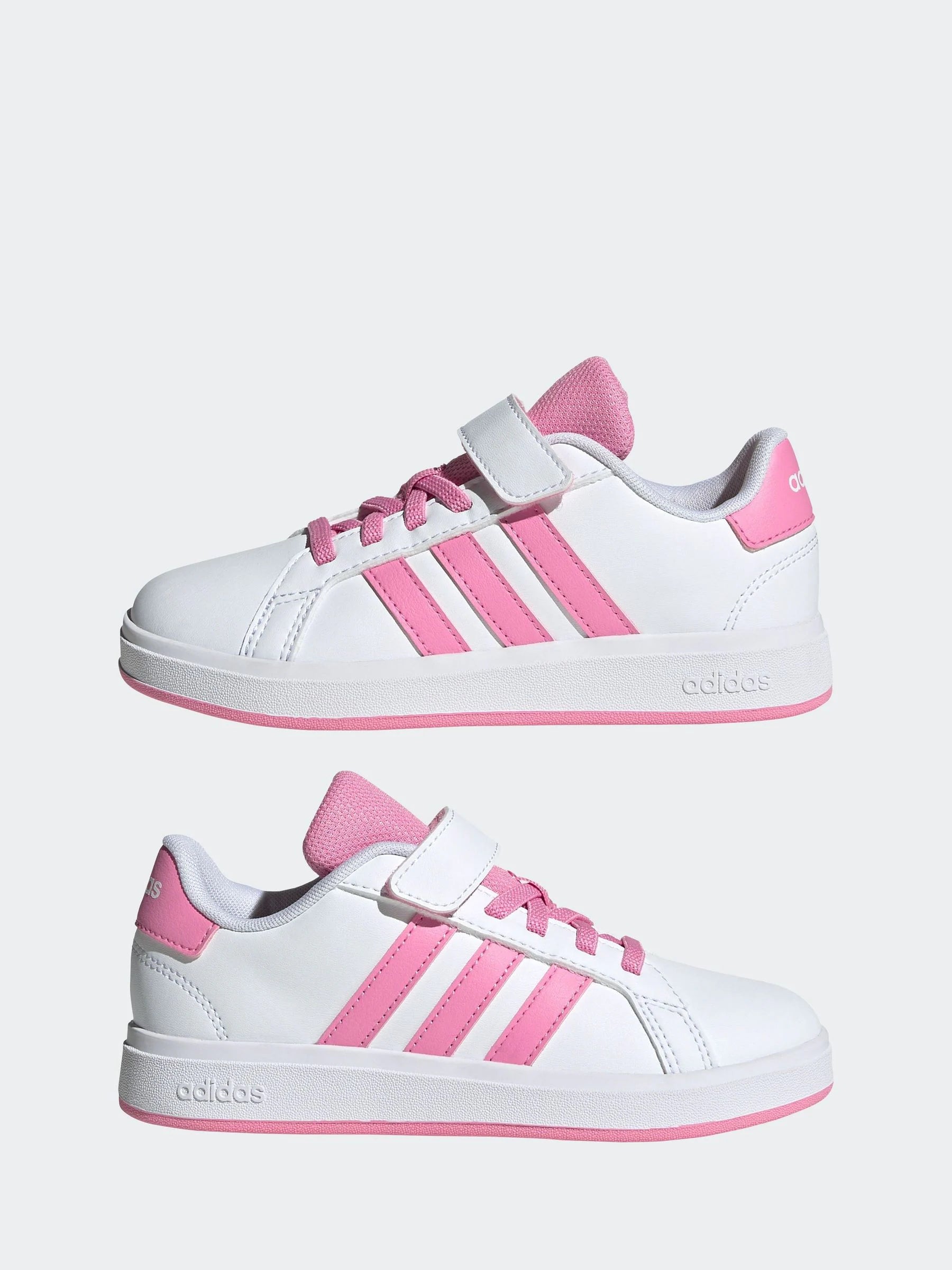 adidas White/Pink Grand Court 2.0 Easy On Kids Trainers