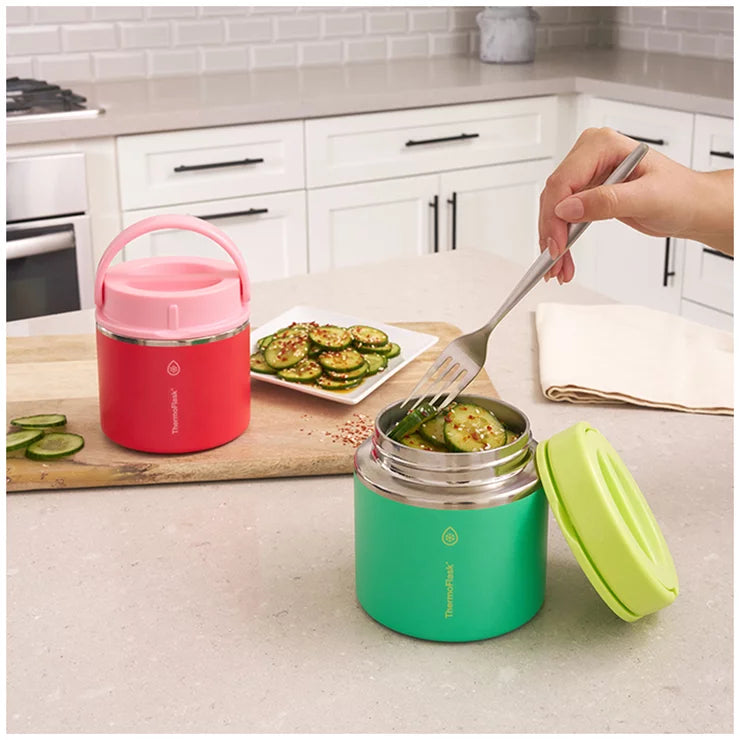 ThermoFlask 590ml Insulated Food Jar 2 Pack Green And Red