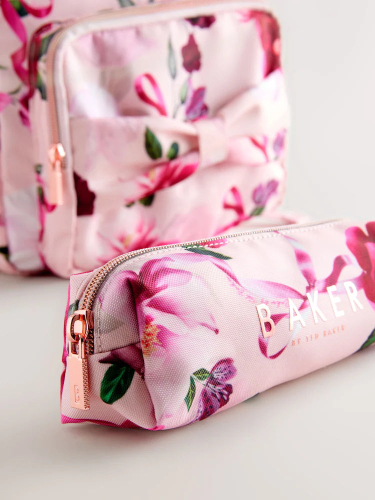 Baker by Ted Baker Girls Pink Back to School Floral Print Bow Backpack
