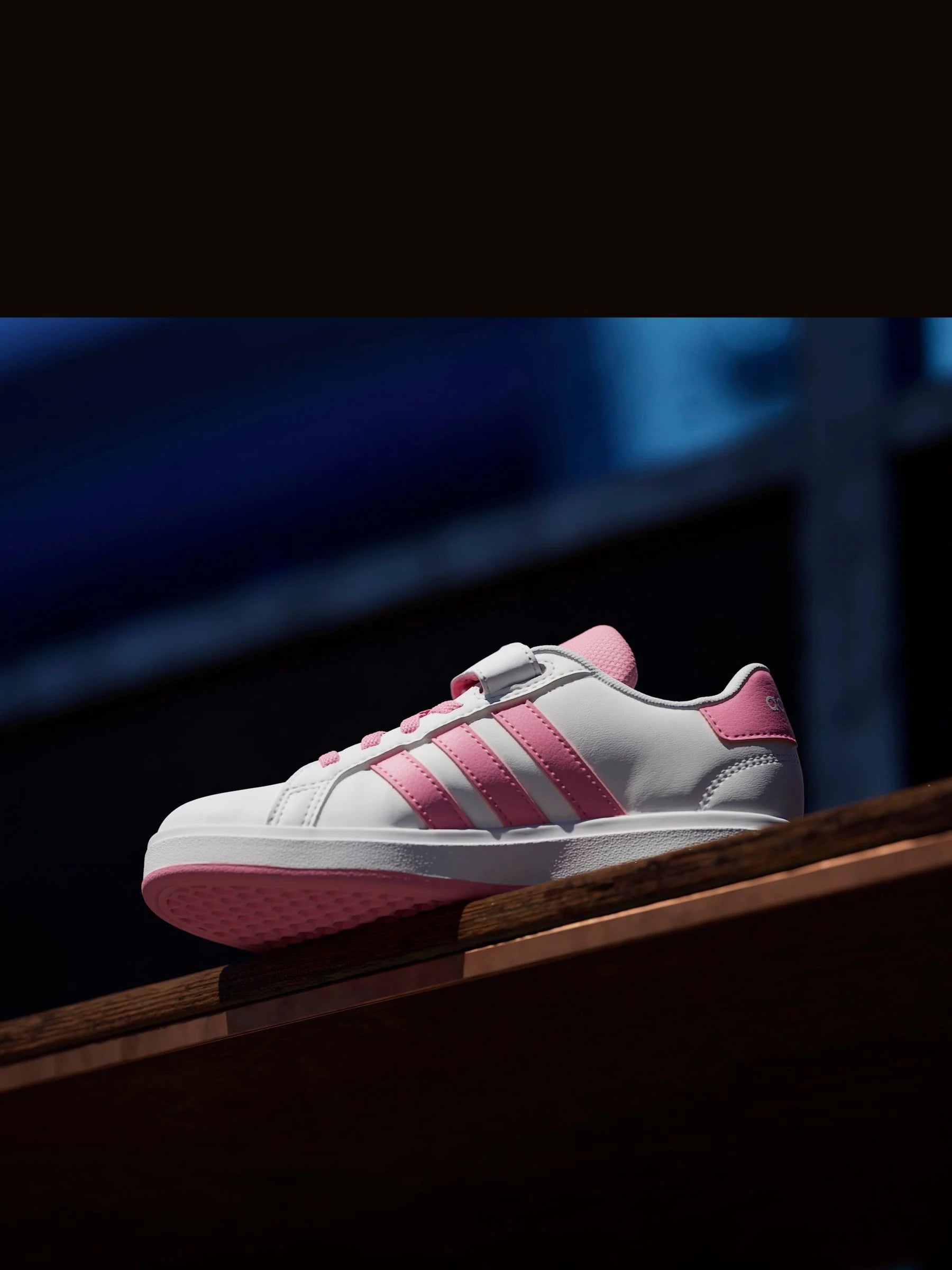adidas White/Pink Grand Court 2.0 Easy On Kids Trainers