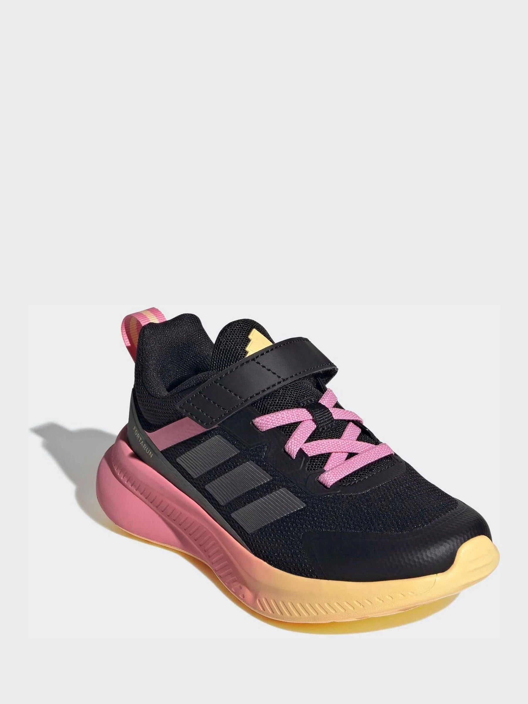 adidas Black/Pink Fortarun 4.0 Hook and Loop Kids Trainers