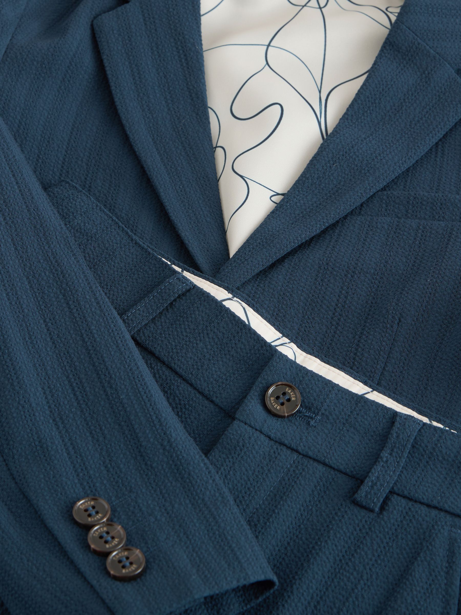 Baker by Ted Baker Seersucker Navy Suit Jacket and Shorts Set