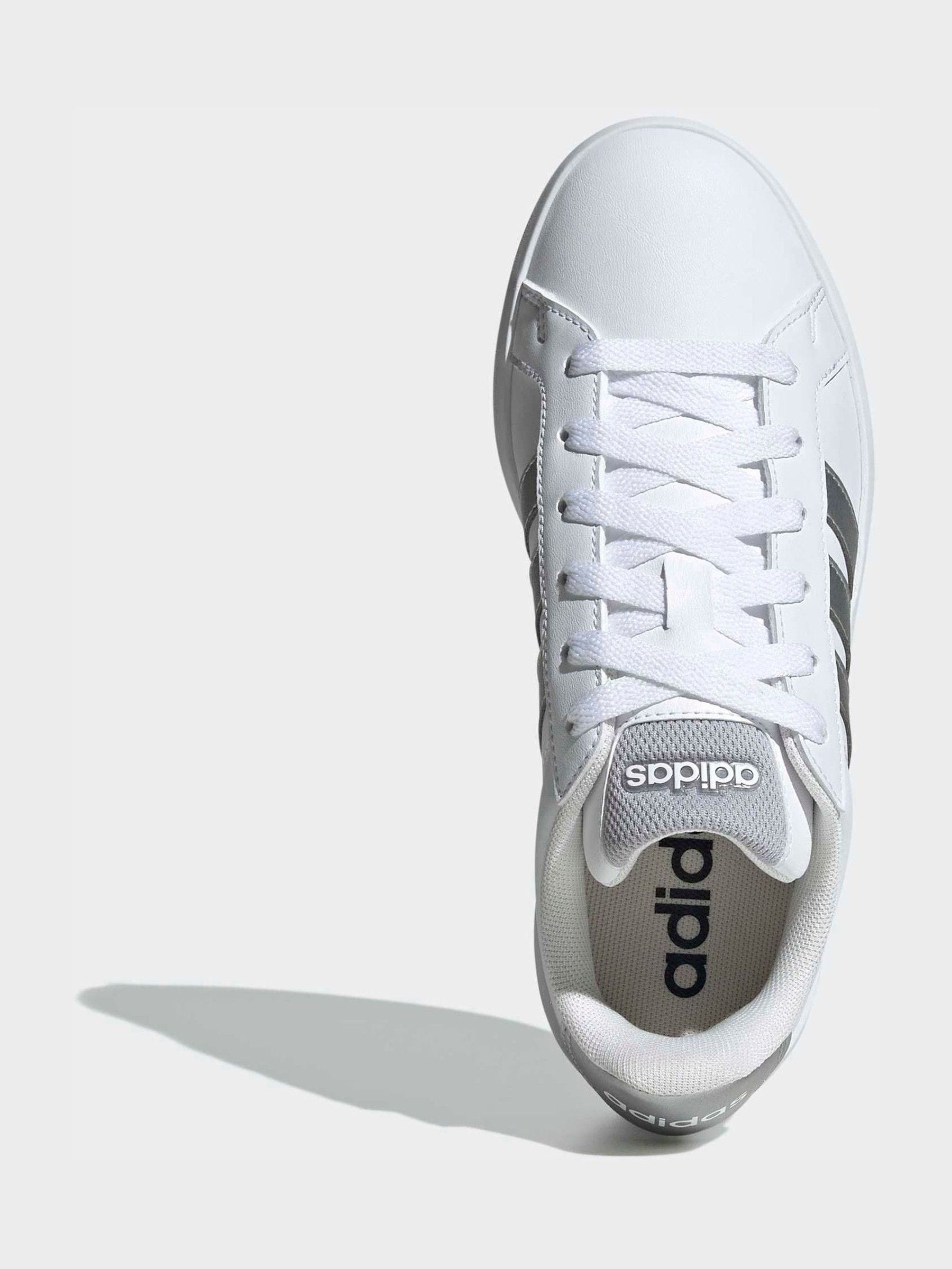 adidas White/Silver Grand Court 3.0 Junior Trainers