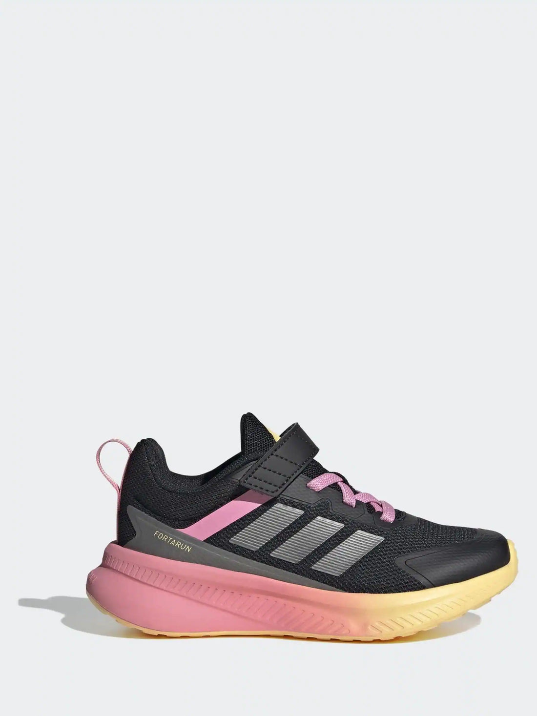 adidas Black/Pink Fortarun 4.0 Hook and Loop Kids Trainers