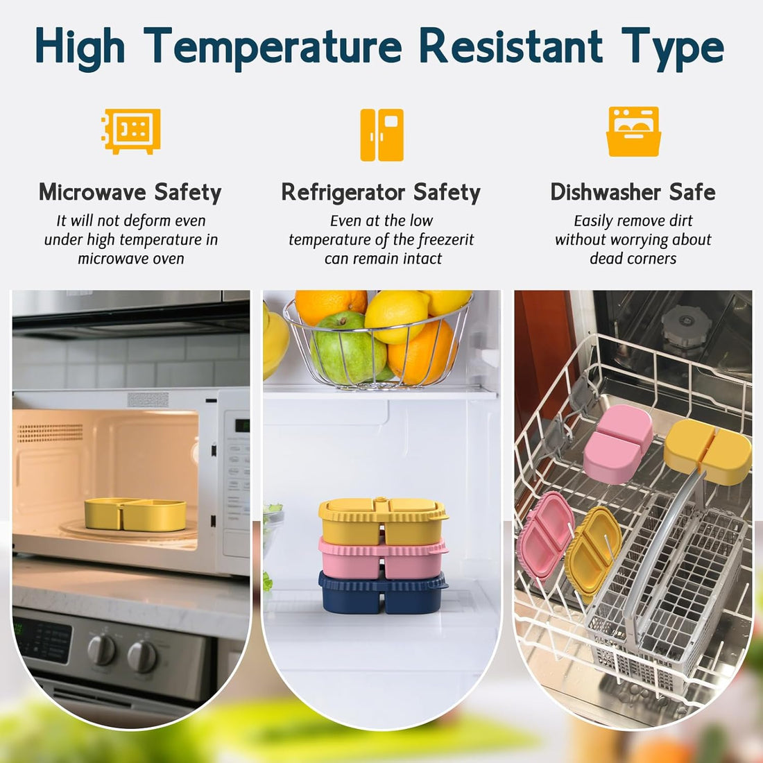 ICEROYCE 3 Pack Reusable Silicone Snack Containers with Lids, 2 Compartment Leakproof Food Storage Containers, BPA-Free Portable Snack Boxes for Lunch, School, Adults