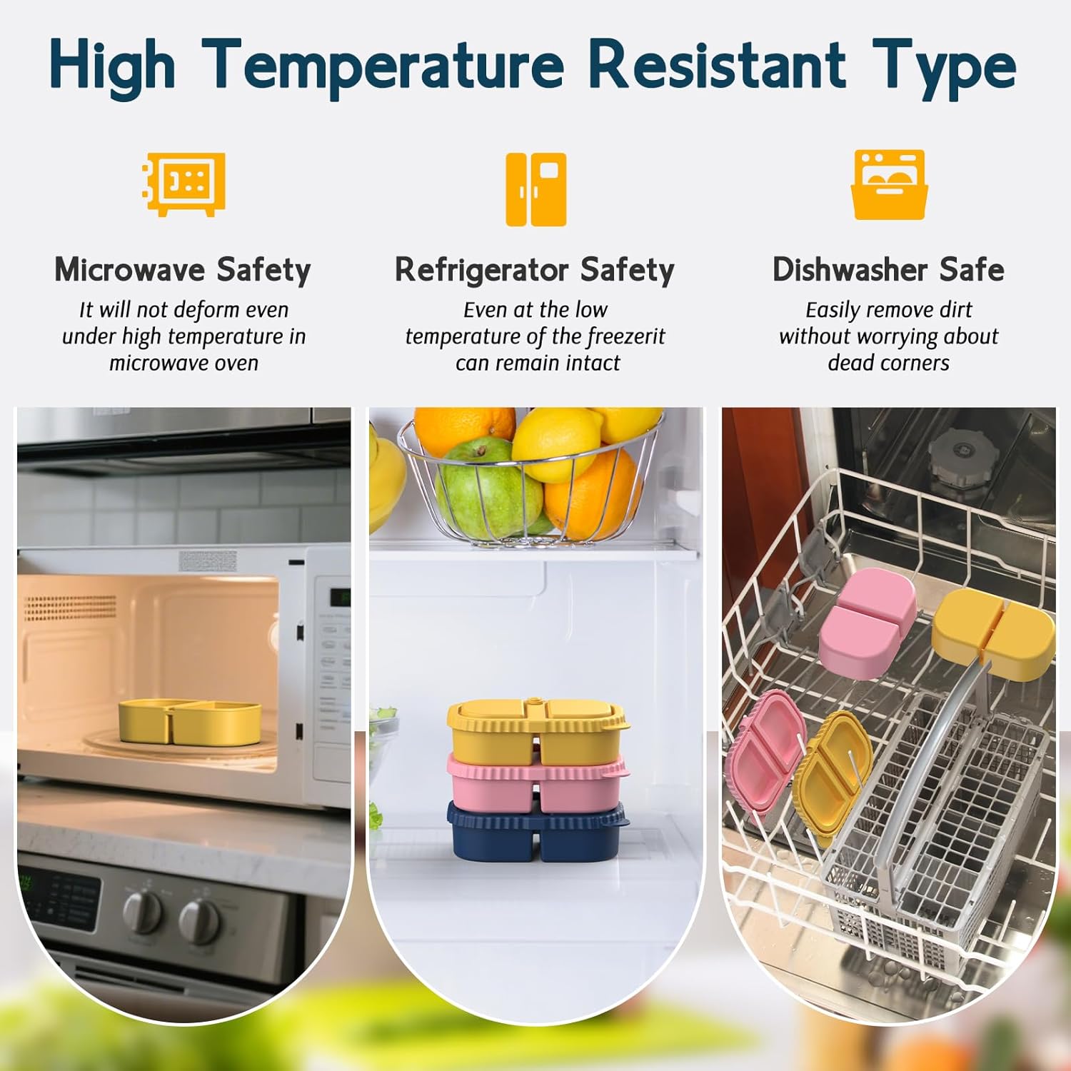 3 Pack Reusable Silicone Snack Containers with Lids, 2 Compartment Leakproof Food Storage Containers, BPA-Free Portable Snack Boxes for Lunch, School, Adults