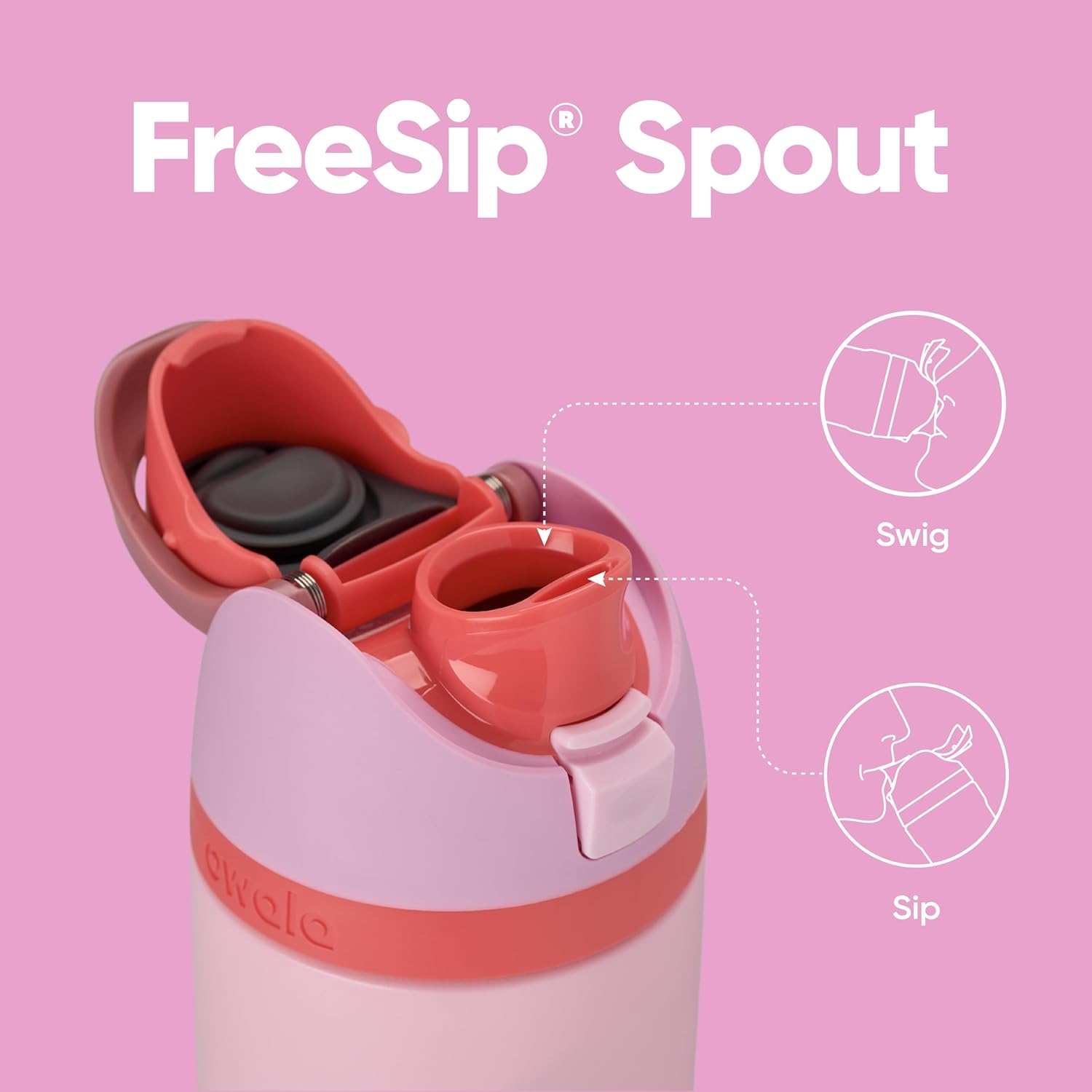 Owala FreeSip Insulated Stainless Steel Water Bottle Pink, Angel Food Cake