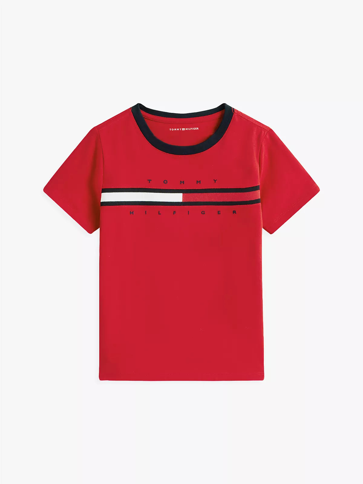 Tommy Hilfiger Boys Flag Stripe Logo Regenerative Cotton T-Shirt