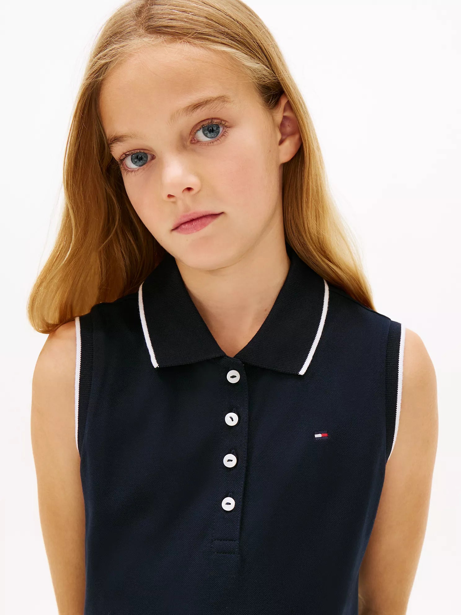 Sleeveless Pleated Polo Dress