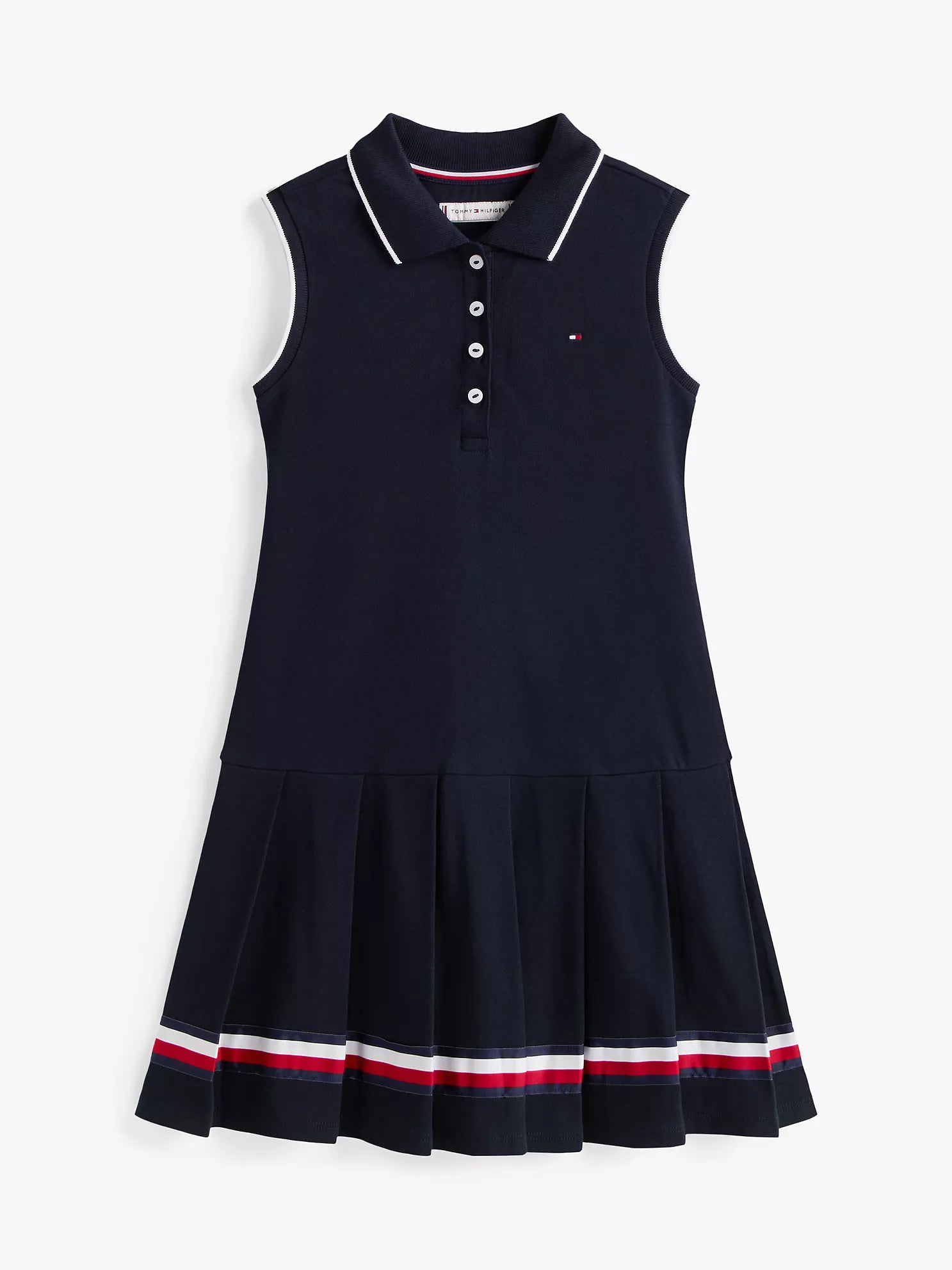 Sleeveless Pleated Polo Dress