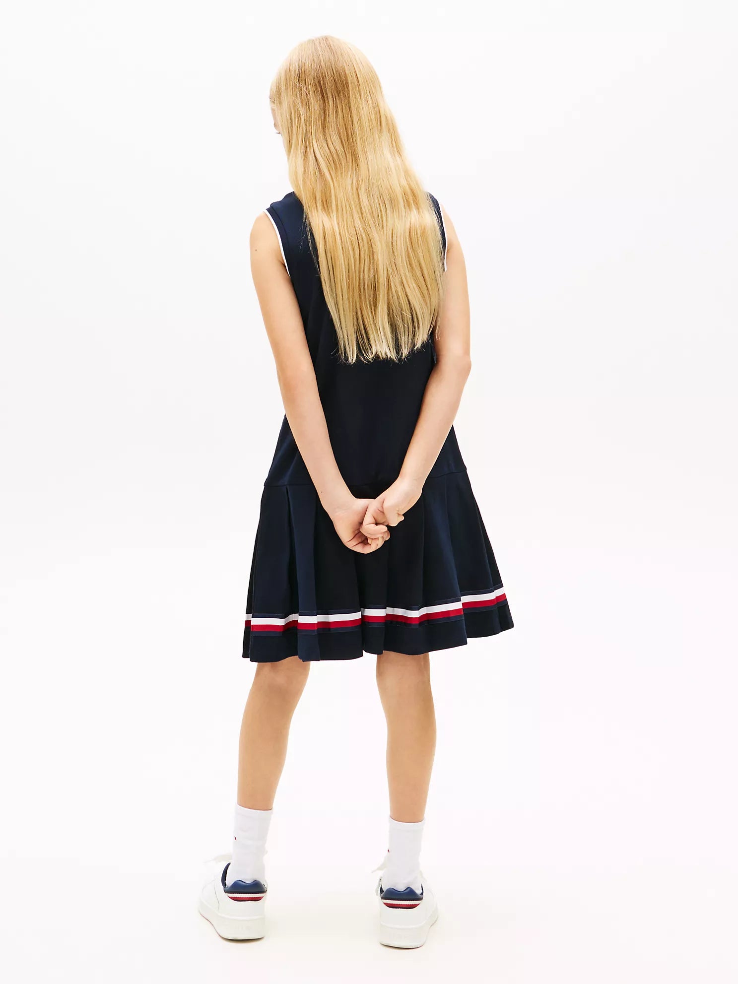 Sleeveless Pleated Polo Dress