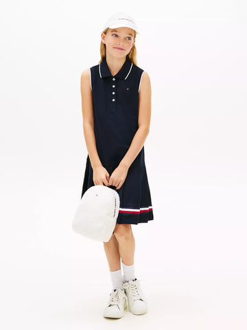 Sleeveless Pleated Polo Dress