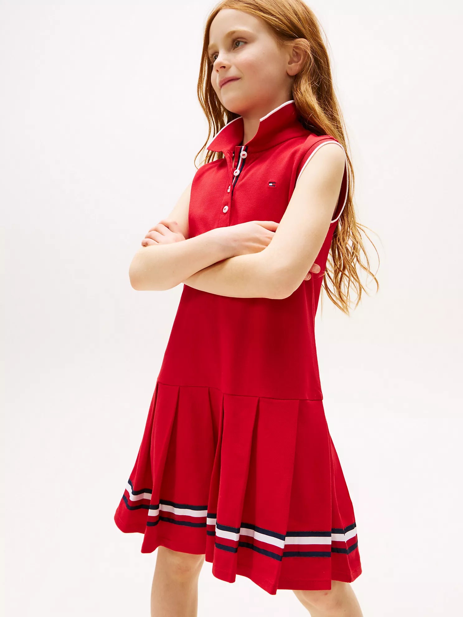 Girls  Sleeveless Pleated Polo Dress