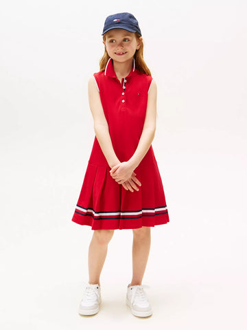 Girls  Sleeveless Pleated Polo Dress