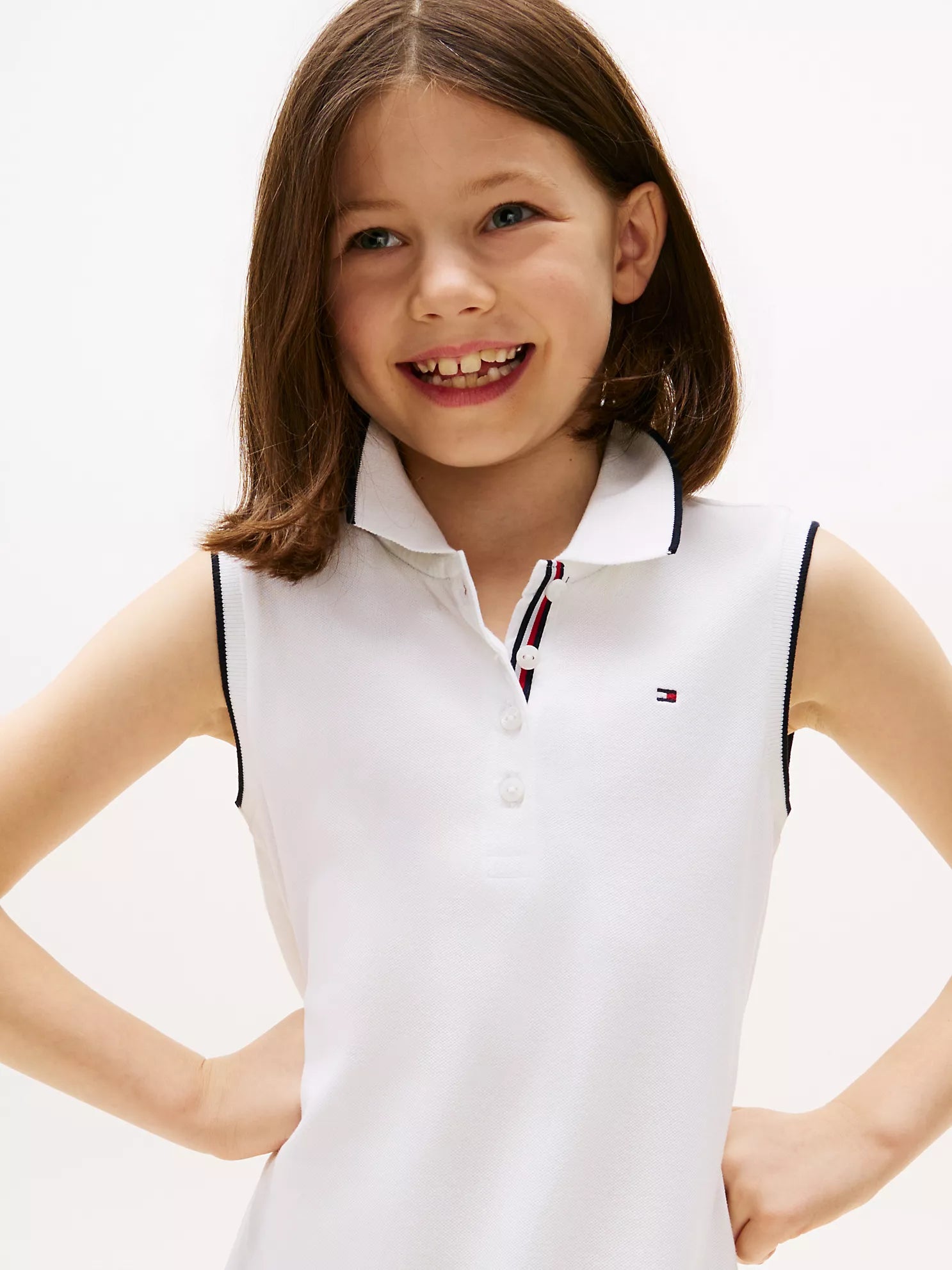 Girls Sleeveless Pleated Polo Dress